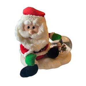 Gemmy SANTA Snow Globe VTG Christmas Animated Light Up Singing‎ Plush SEE VIDEO